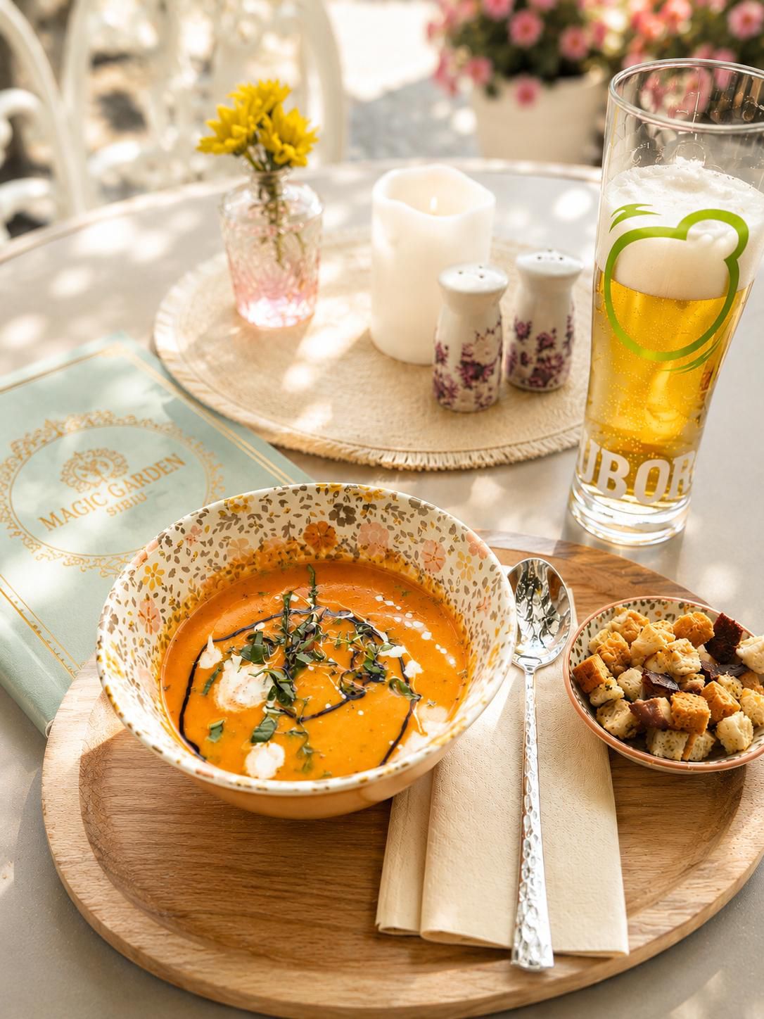 Cream soup served in a deep bowl